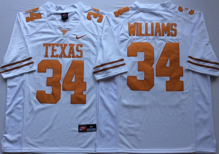Men Texas Longhorns #34 Williams White Nike NCAA Jerseys